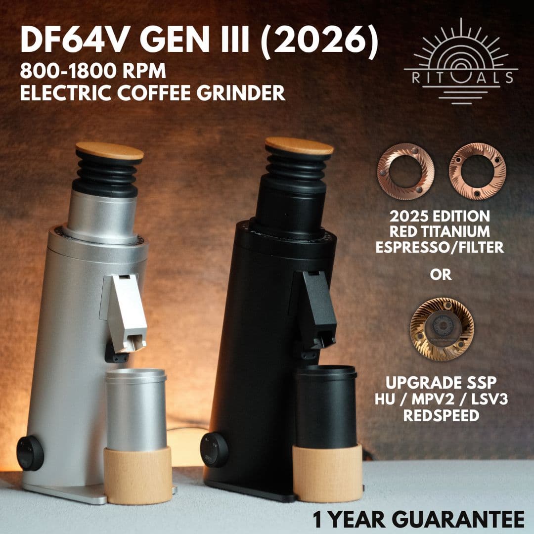 DF-64V Gen 3 Red Ti Electric Coffee Grinder | Rituals | 64mm Red Titanium Flat Burr 800-1800 RPM Variable Speed